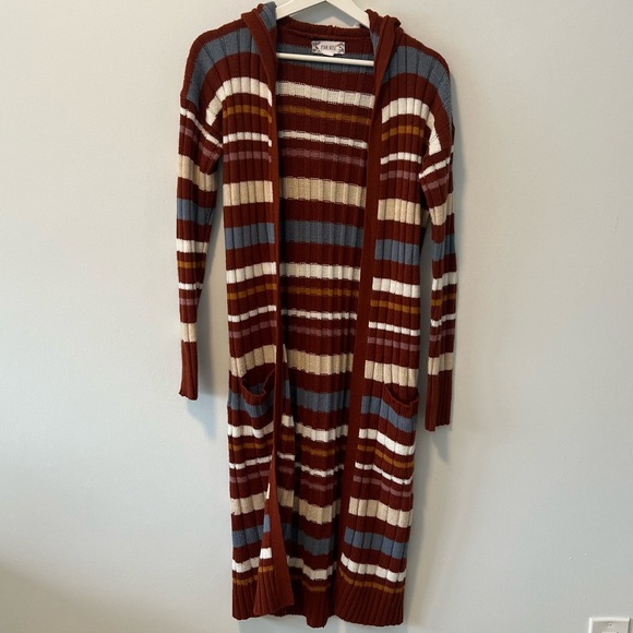 Pink Rose Striped Duster Cardigan - Picture 2 of 10